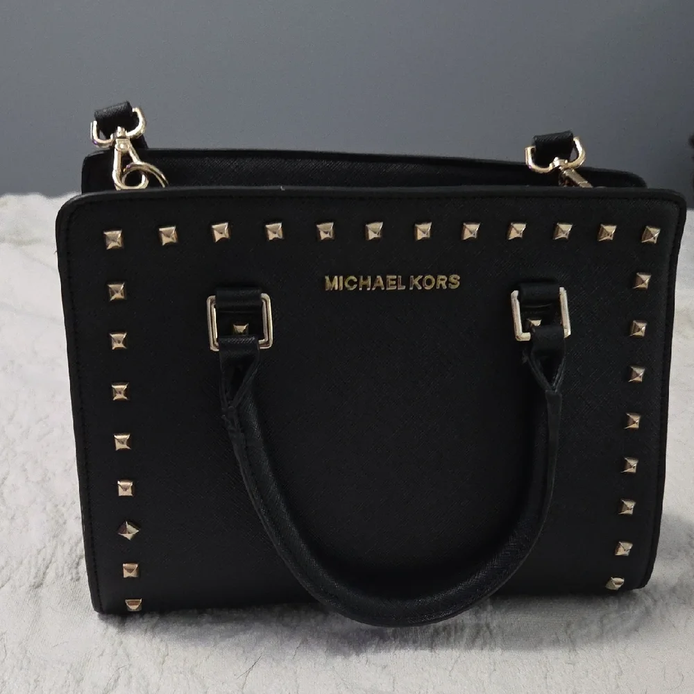 Black Satchel with Gold Studs - Picture 1 of 5